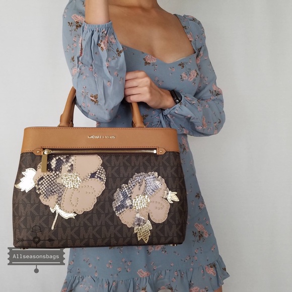 Michael Kors Hailee Medium Satchel Brown Acorn Bag - Picture 3 of 7